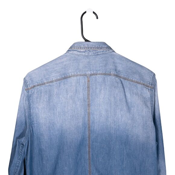 Diesel Men's Denim Shirt Button Up Blue Snap Button Pockets Jean Long Sleeve S - Picture 8 of 9